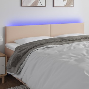 Cappuccino színű műbőr led-es fejtámla 180 x 5 x 78/88 cm