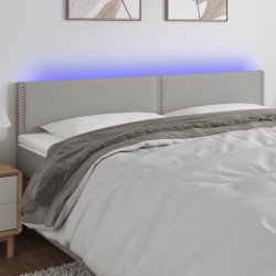 Világosszürke szövet led-es fejtámla 200x5x78/88 cm