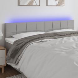 Világosszürke szövet led-es fejtámla 200x5x78/88 cm
