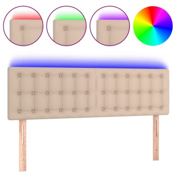 Cappuccino színű műbőr led-es fejtámla 144 x 5 x 78/88 cm