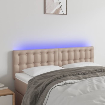 Cappuccino színű műbőr led-es fejtámla 144 x 5 x 78/88 cm
