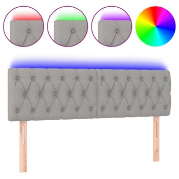 Világosszürke szövet led-es fejtámla 160x7x78/88 cm
