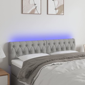 Világosszürke szövet led-es fejtámla 160x7x78/88 cm