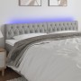 Világosszürke szövet led-es fejtámla 200x7x78/88 cm