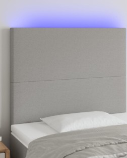 Világosszürke szövet led-es fejtámla 100x5x118/128 cm