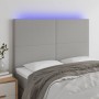 Világosszürke szövet led-es fejtámla 144x5x118/128 cm