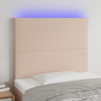 Cappuccino műbőr led-es fejtámla 80x5x118/128 cm