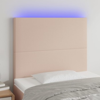 Cappuccino műbőr led-es fejtámla 90x5x118/128 cm