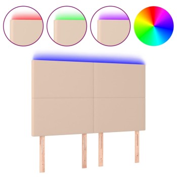 Cappuccino műbőr led-es fejtámla 144x5x118/128 cm