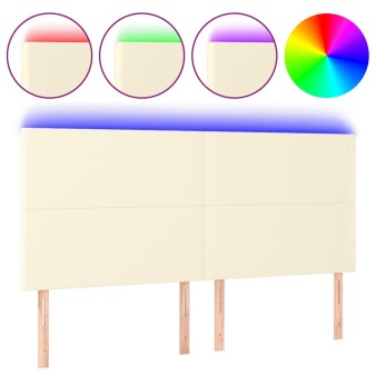 Krémszínű műbőr led-es fejtámla 200x5x118/128 cm