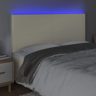 Krémszínű műbőr led-es fejtámla 200x5x118/128 cm