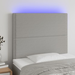 Világosszürke szövet led-es fejtámla 90x5x118/128 cm