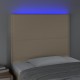 Krémszínű szövet led-es fejtámla 90x5x118/128 cm