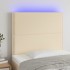 Krémszínű szövet led-es fejtámla 90x5x118/128 cm