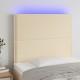 Krémszínű szövet led-es fejtámla 90x5x118/128 cm