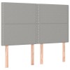 Világosszürke szövet led-es fejtámla 144x5x118/128 cm