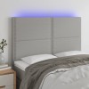 Világosszürke szövet led-es fejtámla 144x5x118/128 cm