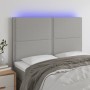Világosszürke szövet led-es fejtámla 144x5x118/128 cm