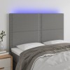 Sötétszürke szövet led-es fejtámla 144x5x118/128 cm