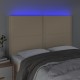 Krémszínű szövet led-es fejtámla 144x5x118/128 cm