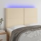 Krémszínű szövet led-es fejtámla 144x5x118/128 cm