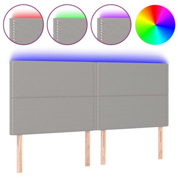 Világosszürke szövet led-es fejtámla 180x5x118/128 cm