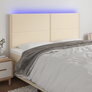 Krémszínű szövet led-es fejtámla 180x5x118/128 cm
