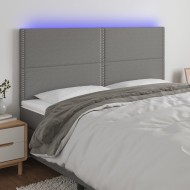 Sötétszürke szövet led-es fejtámla 200x5x118/128 cm