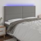 Sötétszürke szövet led-es fejtámla 200x5x118/128 cm