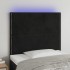 Fekete bársony led-es fejtámla 90x5x118/128 cm