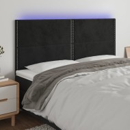 Fekete bársony led-es fejtámla 200x5x118/128 cm