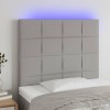 Világosszürke szövet led-es fejtámla 80x5x118/128 cm