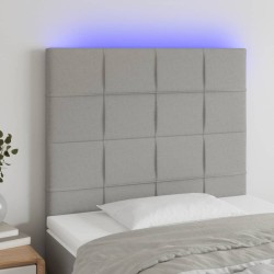 Világosszürke szövet led-es fejtámla 80x5x118/128 cm