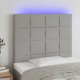 Világosszürke szövet led-es fejtámla 80x5x118/128 cm
