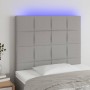 Világosszürke szövet led-es fejtámla 80x5x118/128 cm