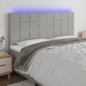 Világosszürke szövet led-es fejtámla 180x5x118/128 cm