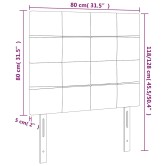 Sötétkék bársony led-es fejtámla 80x5x118/128 cm