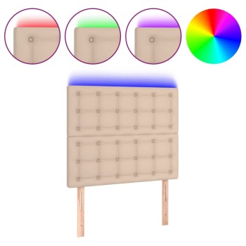 Cappuccino műbőr led-es fejtámla 90x5x118/128 cm