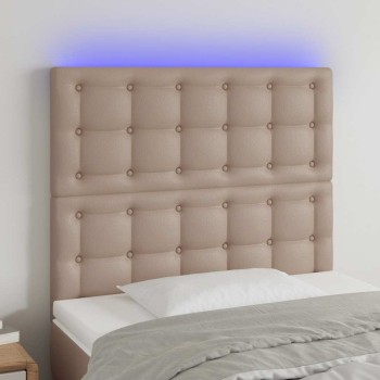 Cappuccino műbőr led-es fejtámla 100x5x118/128 cm