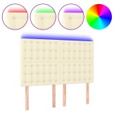 Krémszínű műbőr led-es fejtámla 144x5x118/128 cm Krémszínű műbőr led-es fejtámla 144x5x118/128 cm