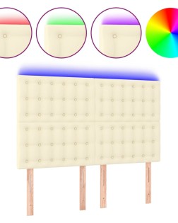 Krémszínű műbőr led-es fejtámla 144x5x118/128 cm