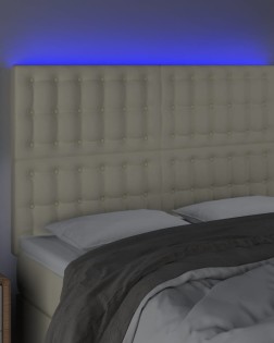 Krémszínű műbőr led-es fejtámla 144x5x118/128 cm