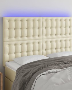 Krémszínű műbőr led-es fejtámla 144x5x118/128 cm