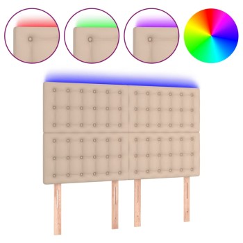 Cappuccino műbőr led-es fejtámla 144x5x118/128 cm