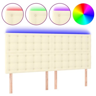 Krémszínű műbőr led-es fejtámla 160x5x118/128 cm
