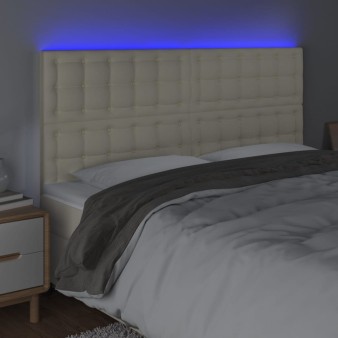 Krémszínű műbőr led-es fejtámla 160x5x118/128 cm
