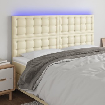 Krémszínű műbőr led-es fejtámla 160x5x118/128 cm