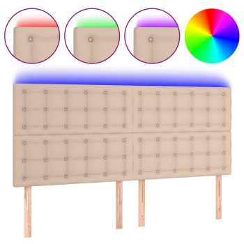 Cappuccino műbőr led-es fejtámla 160x5x118/128 cm