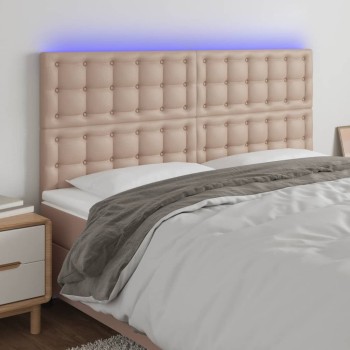 Cappuccino műbőr led-es fejtámla 160x5x118/128 cm