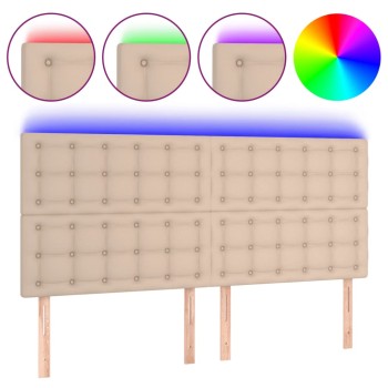 Cappuccino műbőr led-es fejtámla 200x5x118/128 cm